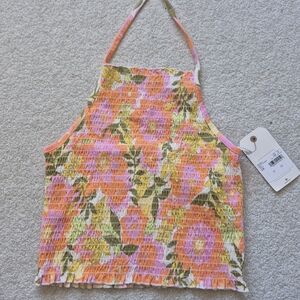 NWT Billabong Pink and Orange Floral Crop Top